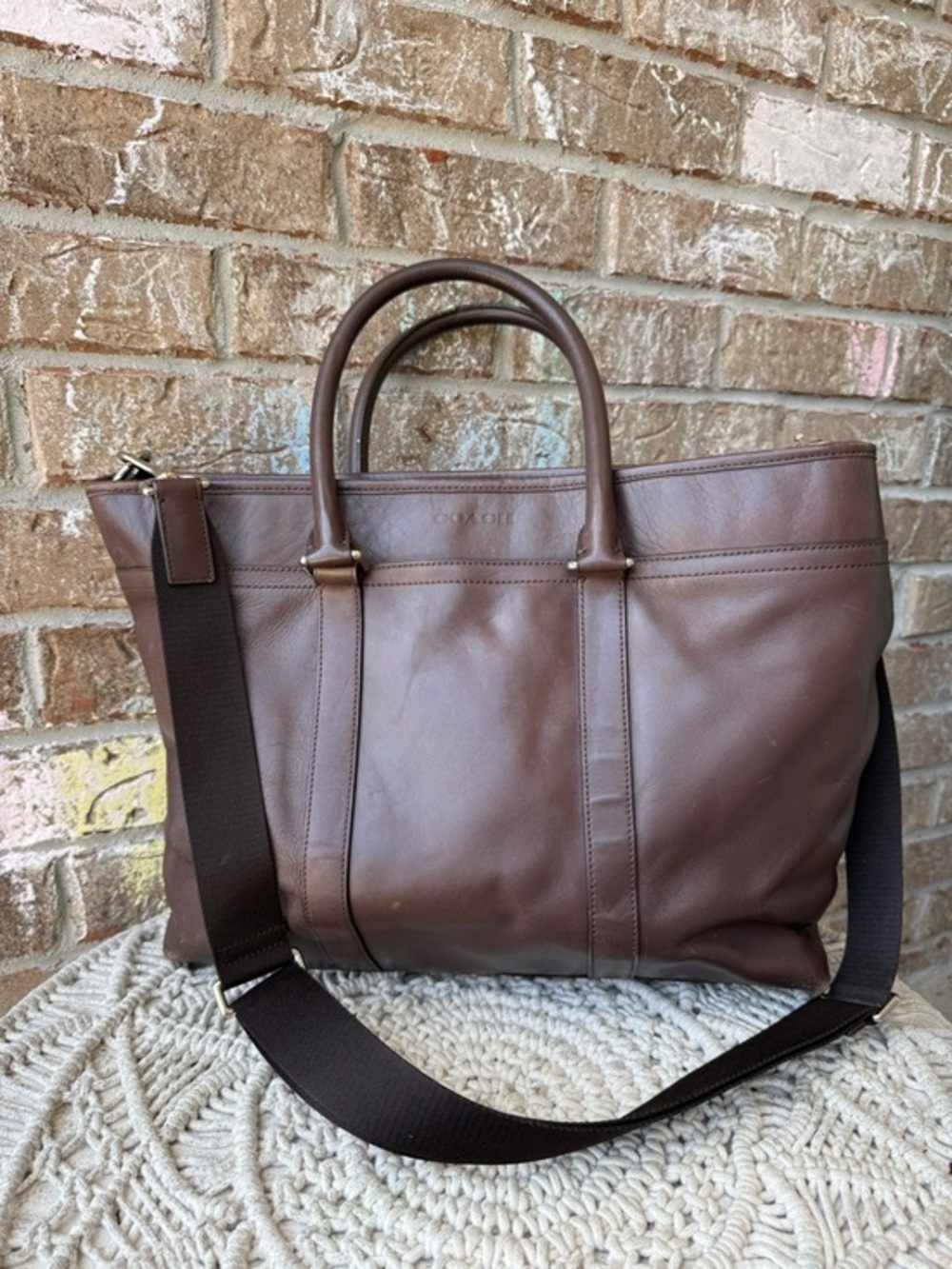 Coach Lexington F70916 Brown Leather Briefcase Carry-all messenger Shoulder bag
